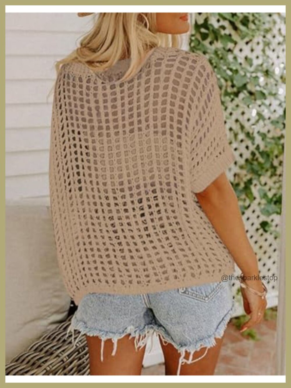 Zeagoo Short Sleeve Crochet Sweater Lightweight Summer Top Beach Cover Up Loose - Picture 3 of 4